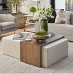 Upholstered Coffee Table With Oak Wood Wrap Custom Made - Leather