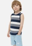 2 Pack Cotton Vest Tops - Navy Blue & White