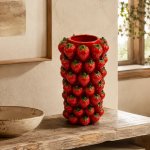 Ceramic Red Vase Strawberries 33CM