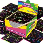 100PCS Rainbow Scratch MINI Art Notes - Magic Scratch Paper Note Cards Arts Crafts Diy Party Favor Supplies For Birthday Hallowe