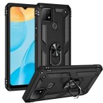 For Oppo A15 Shockproof Tpu + PC Protective Case With 360 Degree Rotating Holder Black