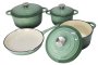 Lma 7 Piece Cast Iron Dutch Oven Cookware Pot & Pan Set - Sea Salt Green