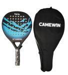 Zs - Camewin Carbon Fibre Padel Racket Bat - Marble Design & Padded Carry Bag - Grey