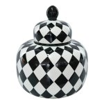 Black & White Short Checkered Jar 26CM
