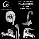 Kessler Wall Mount Chrome Standard Mixer Tap 4PIECE Set