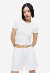 2 Pack Cropped T-shirts - Light Grey Marl & White