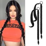 Yogfit 2PCS Diy Braid Ponytail Extension Long Straight Wrap Around Ponytail Hair Extensions Natural Soft Synthetic Hairpieces Fo