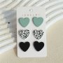 3 Pairs Set Of Delicate Heart Shaped Stud Earrings Acrylic Lightweight Female Ear Ornaments Gift For Women Chrismas Gift