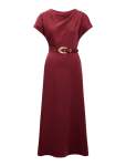Kylee Button Neck Dress - 16 Red Currant