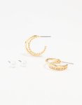 Goldair Gold Pearl Studs & Twisted Hoop Earrings 2-PACK