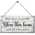 May God Bless This Home Decor Sign Printed Wood Wall Art Sign God Bless Sign Home Signs Decor Hanging Wood Sign Home Decor Rusti