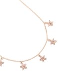 Goldair Gold Pink Diamante Floral Charms Station Necklace
