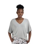 Ribbed Neck Batwing Top - Grey Free