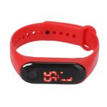Kids Digital Sports Watch Red LED Simple Silicone Band Student Timepiece