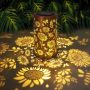 Sunflower Solar Lanterns Outdoor Waterproof Hanging Lights Sunflower Gifts For Women Mom Grandma Metal Solar Decorative Lanterns For Yard Patio Porc