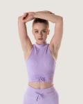 Ribbed Statement Racer Back Top - Lilac - Medium
