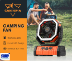 Fan Rechargeable Camping Portable Tent Fan With LED Light USB 20000MAH San Hima