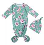 Knotted Swaddle Sleeping Bag And Hat Mint Floral