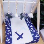 Baby Gym Themed Dangles Crochet Airplanes And Cloud Grey