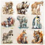 Tear Resistant Deco Print Animal Mom & Babies