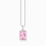 Necklace With Pink And White Stones - Silver
