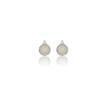 Georgini Natural Opal And Two Natural Diamond October Earrings - Silver
