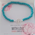 Thea 925 Sterling Silver Tree Bracelet Natural Stone Stretch Bracelet