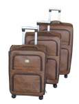 Smte Acesa Quality Luggage Set Of 3 Pu Leather Travel Suitcase Set Brown With Keychain
