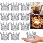 Goldeal 24 Pcs Clear Crown Glass Tealight Candle Holders Votive Candle Holders Bulk Candlestick For Wedding Party Dinner Home Ta