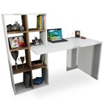 Win Desk With Shelves White Walnut
