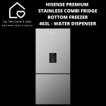 Hisense Premium Stainless Combi Fridge Bottom Freezer - 463L Water Dispenser