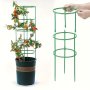 12-Pack Green Plastic Plant Support Stakes Semi-Circular Plant Support Rings Tomato Cage For Climbing Plants Flower Vegetables Vines Garden Trellis For Potted Plants