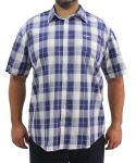 Mens Short Sleeve Check Shirt - 10XL Navy wht