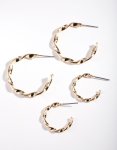 Goldair Gold Twisted Hoop Earring Pack