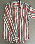Levis Orange And Green Striped Collared Shirt Small 10 12Y