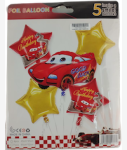 Casey 5PC Red Cars Themed Birthday Balloon Set Retail