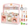 Wooden Kids Kitchen Play Set With Realistic Appliances Accessories - Pink