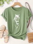 Horse Print T-Shirt Green Xxlarge HTS14