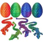 Kizcmvre 4 Pcs 3D Printed Dragon Egg 3D Printed Dragon With Egg Unique 3D Printed Dragon Eggs With 8.7 Inch Dragon & 3.35 Inch