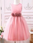 Pink Special Occasions Dress With Floral Belt headband