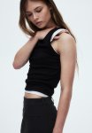 Ribbed Vest Top - Black
