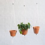 White Leather Hanger - With 17CM Terracotta + Drip Tray