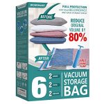 6 Pack Vacuum Storage Bags With Hand Pump 80% Space Saver Vacuum Seal Storage Bags For Clothing Travel Lugggage Blankets Comfort