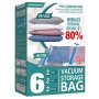 6 Pack Vacuum Storage Bags With Hand Pump 80% Space Saver Vacuum Seal Storage Bags For Clothing Travel Lugggage Blankets Comforters
