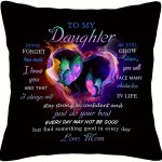 1PC Daughter Square Linen Cushion Cover To My Daughter Gifts Pillow Cover Home Decor Room Decor Bedroom Decor Cushion Is Not Inc