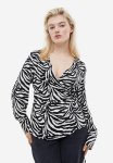 Wrap Blouse - Black zebra Print