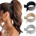 3PCS Elegant Sparkling Rhinestone Decorative Hair Grab Clips Non Slip Ponytail Holders Trendy Hair Styling Accessories For Women