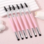 6PCS Double-ended Eyebrow And Mascara Brush With Spiral Eyebrow Comb And Ultra-fine Eyeliner Brush Plastic Handle Beauty Tools F