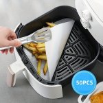 50PCS Air Fryer Liners - Oil Absorbing Non-stick Parchment Paper For Baking & Cooking - Perfect For Sandwiches Food Trays & Bask