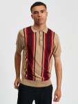 Vertical Stripe Polo In Sand - Sand XXL